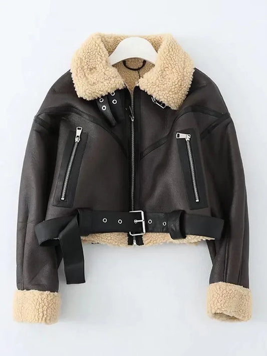 Maeve | Faux Shearling Moto Jacket for Women