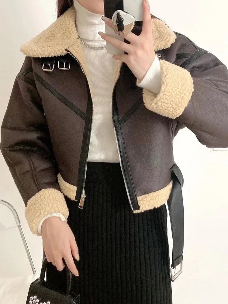 Maeve | Faux Shearling Moto Jacket for Women