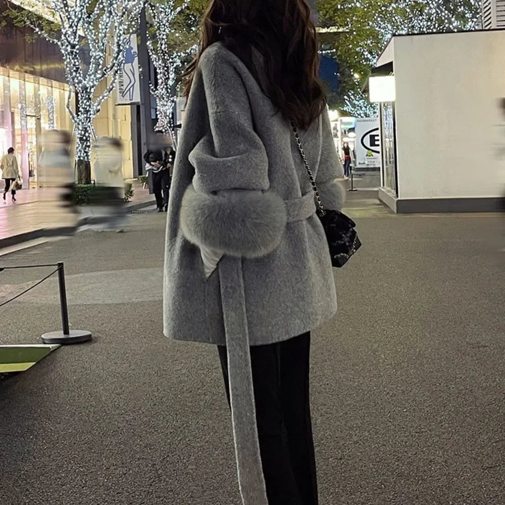 Aoife | Luxurious Wool and Fur Coat for Women